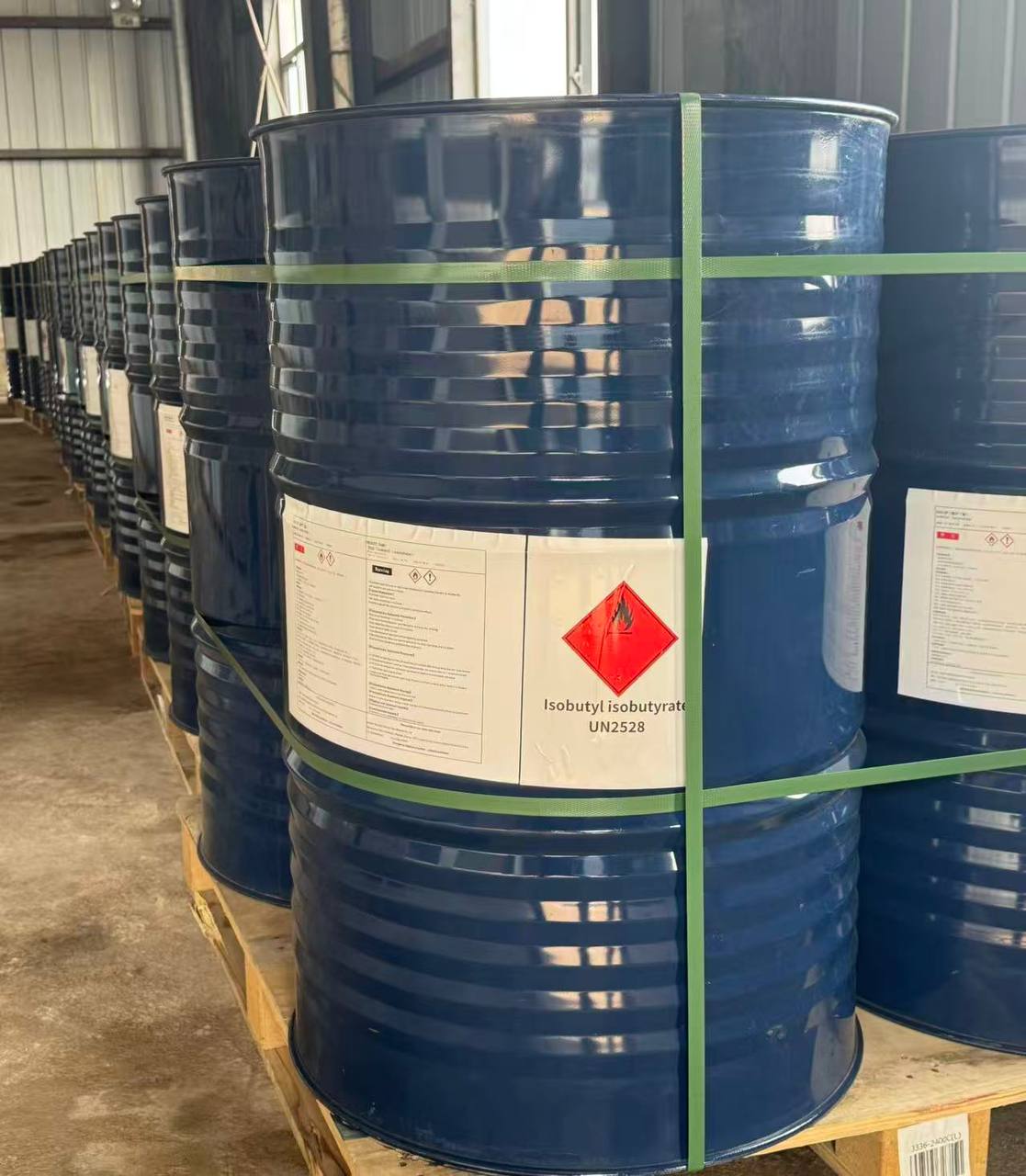 IBIB drums with UN2528 hazardous goods labeling ready for export